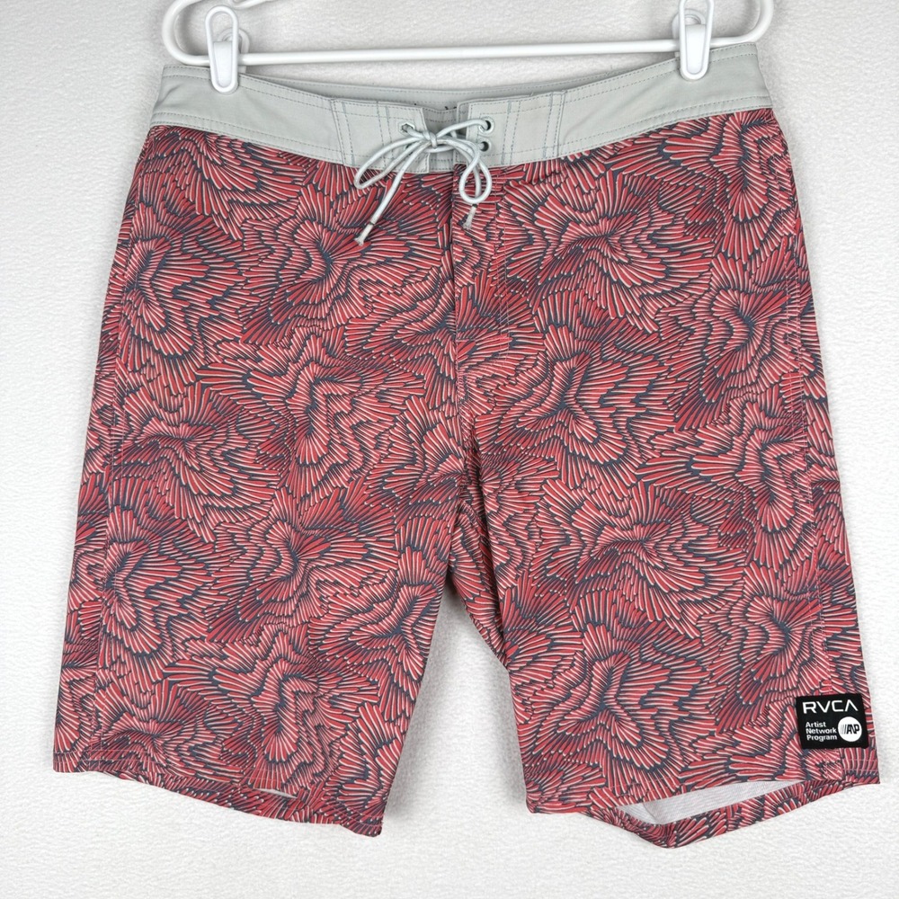 RVCA Board Shorts Mens 32 Red Artist Network Program Trent Whitehead Trippy